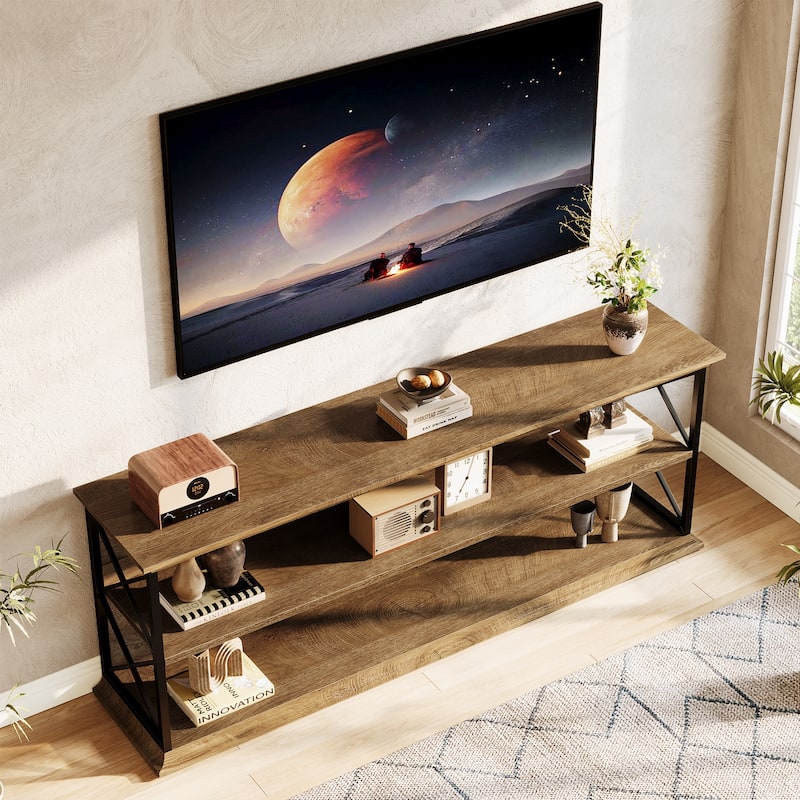 63-Inch TV Stand for 55/60/65/75-Inch TVs, TV Table with Storage Shelves, Entertainment Center