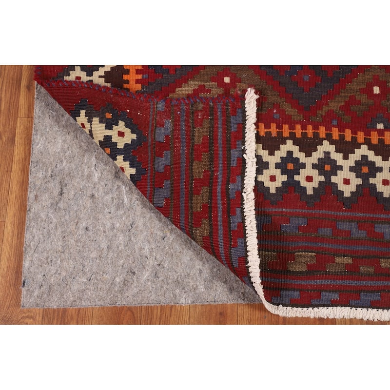 Kilim Qashqai Persian Vintage Rug Flatweave Wool Carpet - 4'10"x 11'3"