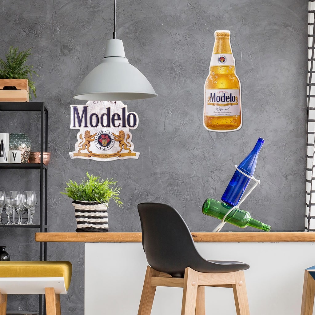 Modelo Cerveza Especial Beer Bottle Embossed Shaped Metal Sign - 25.4" x 9.75" - 25.4" H x 9.75" L x 0.12" D