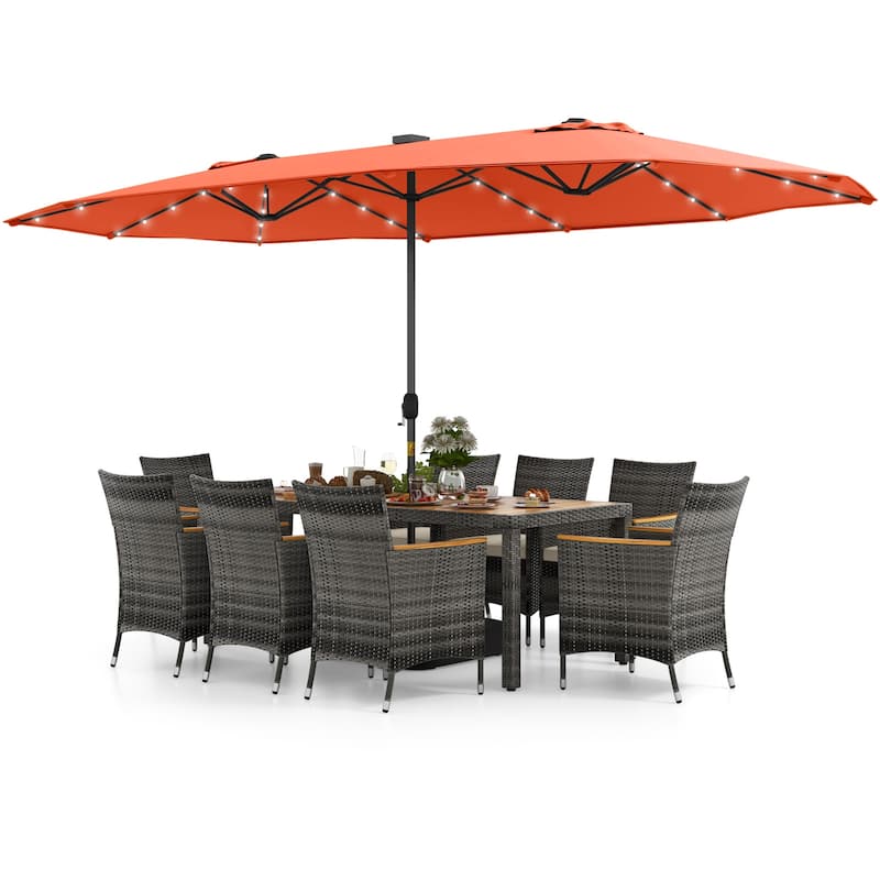 Costway 11 PCS Patio Dining Set with 15 ft Double-Sided Patio Umbrella - See Details