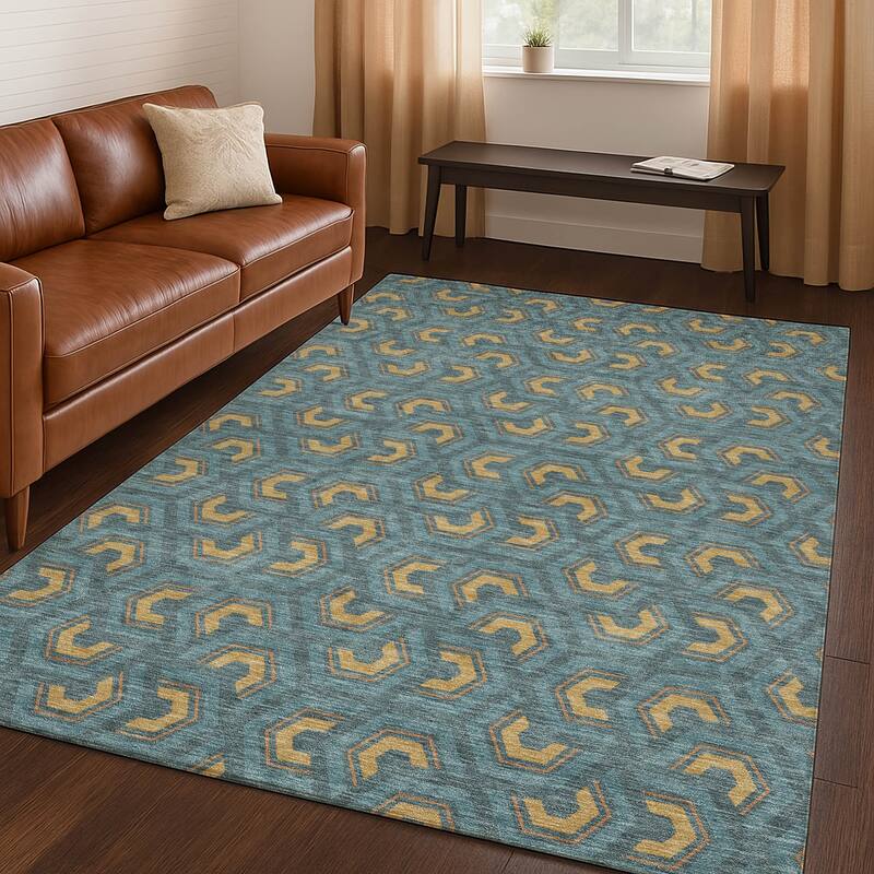 Machine Washable Indoor/ Outdoor Modern Zoa Chantille Rug