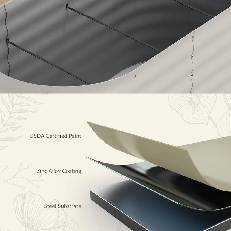 8x2x2ft 2Pcs Galvanized Raised Garden Bed Planter Boxes Outdoor, Off-White for Vegetables, Fruits, Flowers, Herbs - N/A