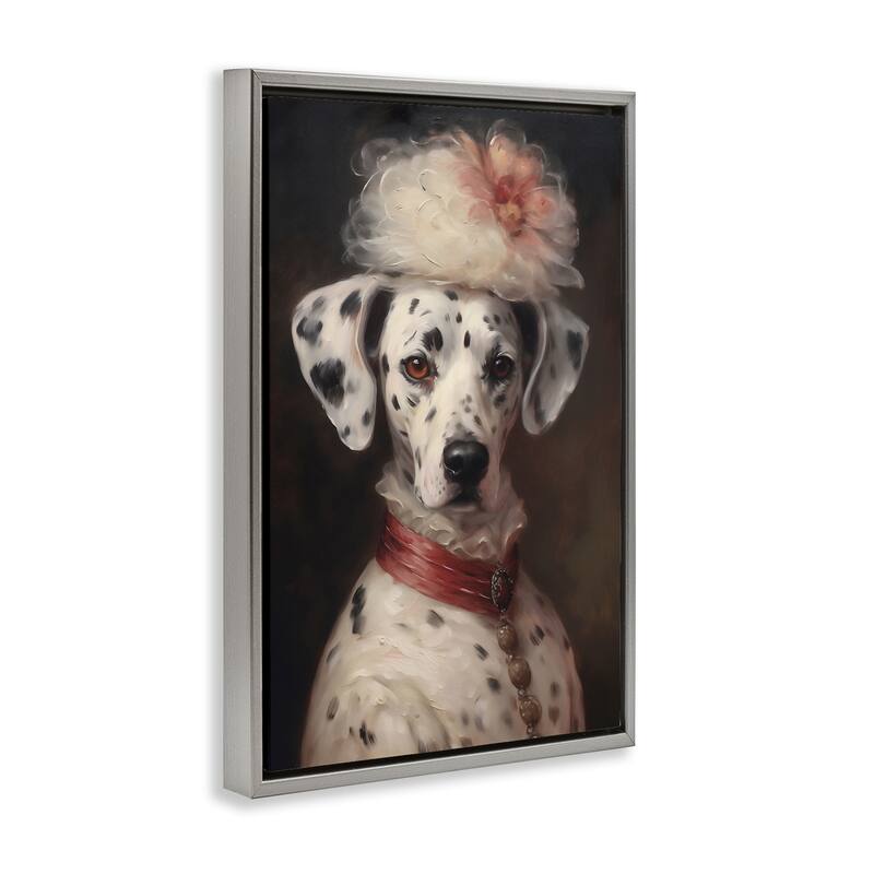 Stupell Dalmatian with Fancy Hat Portrait Framed Floater Canvas Wall Art Design By Wumples