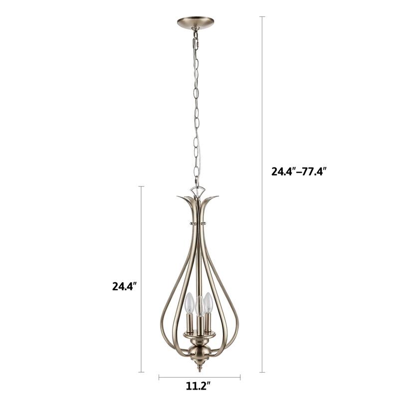 3-Light Dimmable Geometric Teardrop Pendant Chandelier