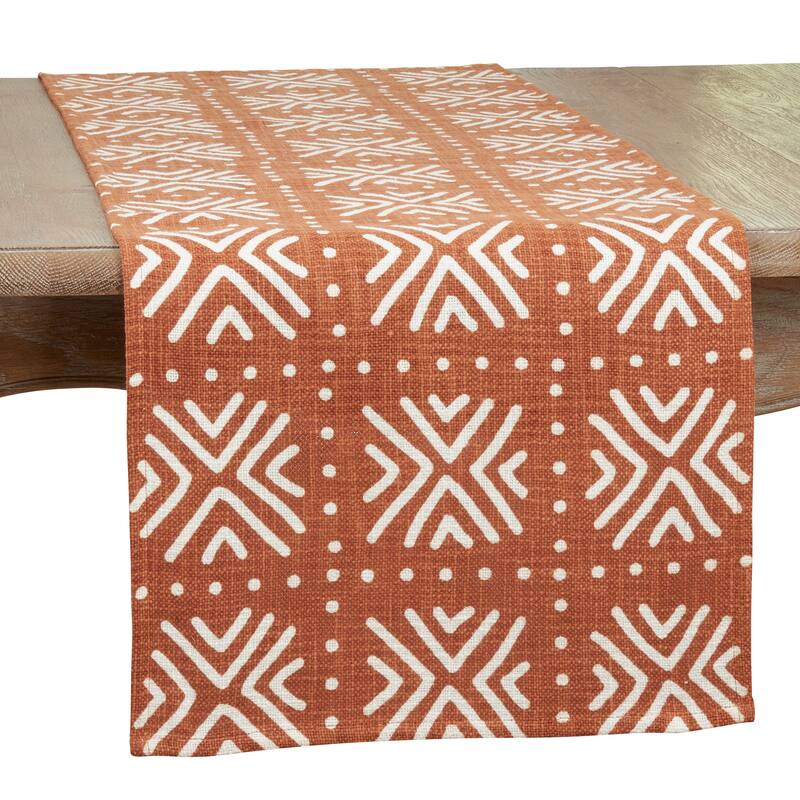 Mudcloth Design Table Runner - Terracotta - 16"x72"