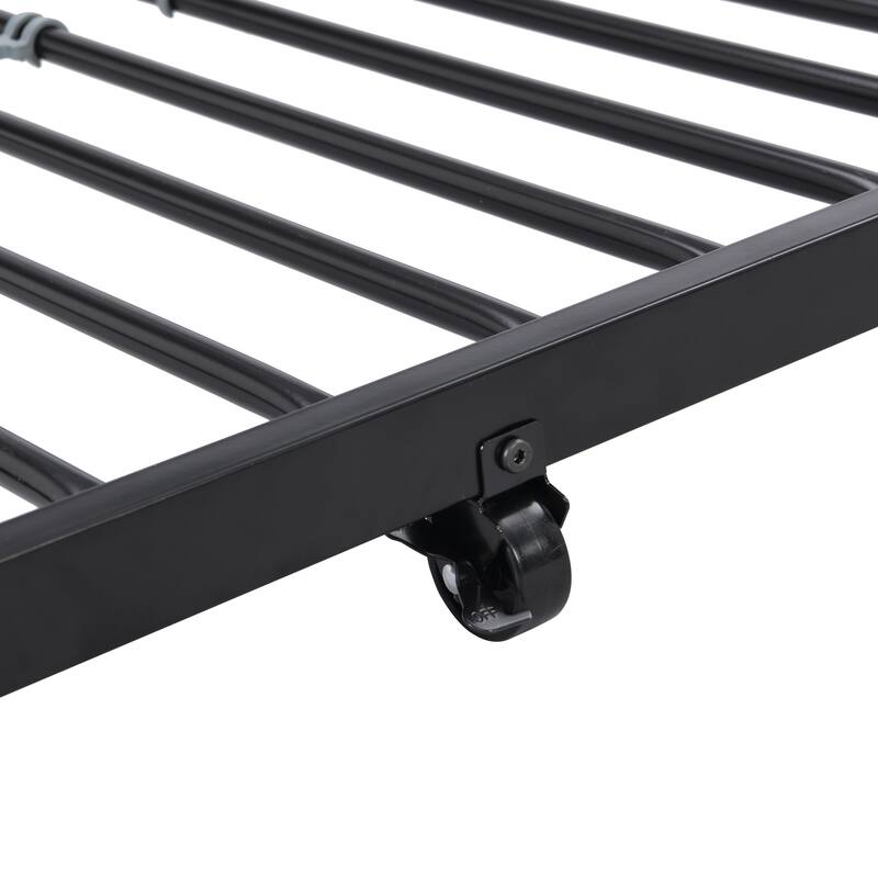 Black Twin over Twin Size Metal Bunk Bed with Trundle