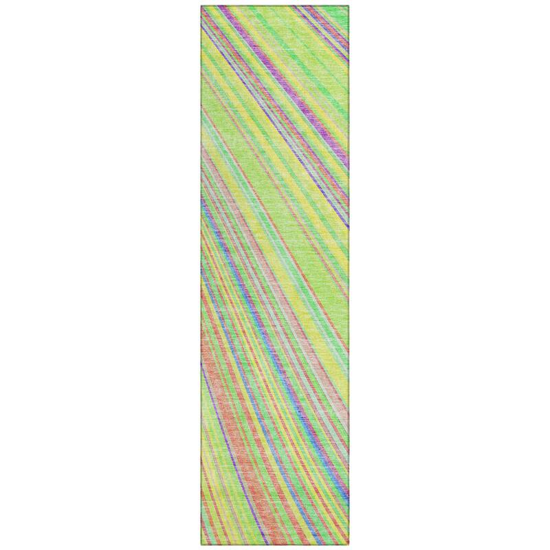 Machine Washable Indoor/ Outdoor Stripe Wave Chantille Rug