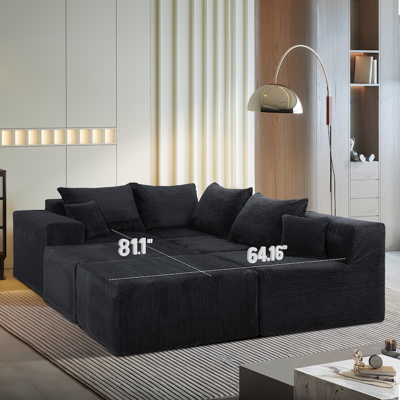 GDFStudio - 6-Piece Modular U-Shaped Sectional Sofa with Chaise Lounge