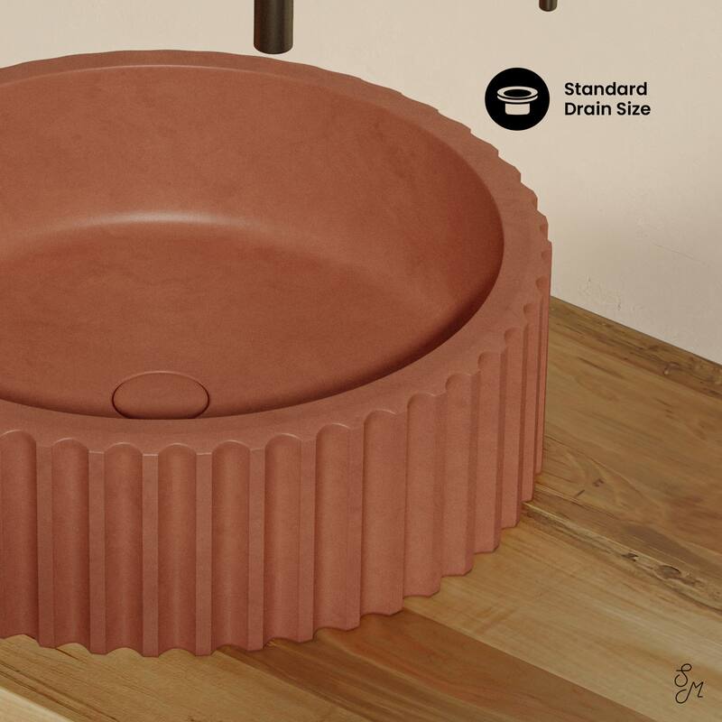 Lafayette 16" Round Concrete Vessel Sink In Terracotta - 16