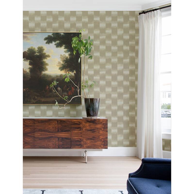 A-Street Prints Baldwin Champagne Shibori Stripe Wallpaper