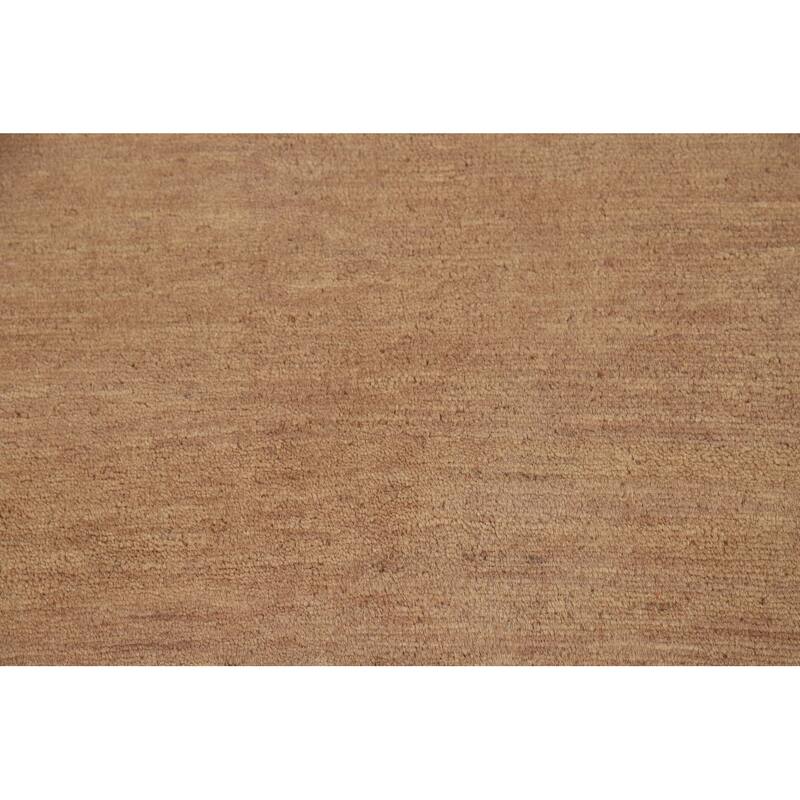 Light Brown Gabbeh Modern Runner Rug Hand-Knotted Wool Carpet - 2'7"x 9'9"