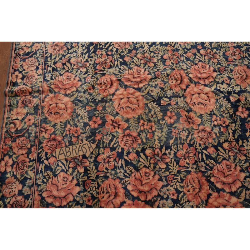 Hand Knotted Oriental 100% Wool Carpet Traditional All-Over Navy Blue & Blues Senneh Area Rug - 10' 5'' X 7' 1''