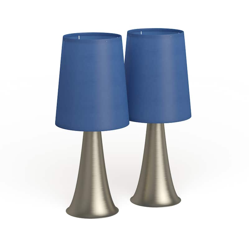 Strick & Bolton Lanteri Mini Touch Table Lamp Set with Fabric Shades (Set of 2) - Blue