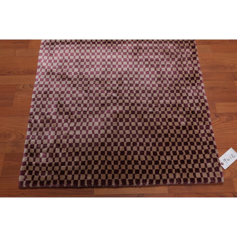 3'x5' Hand Tufted Bamboo Silk Graphic Oriental Area Rug Purple, Beige Color - 3' x 5'