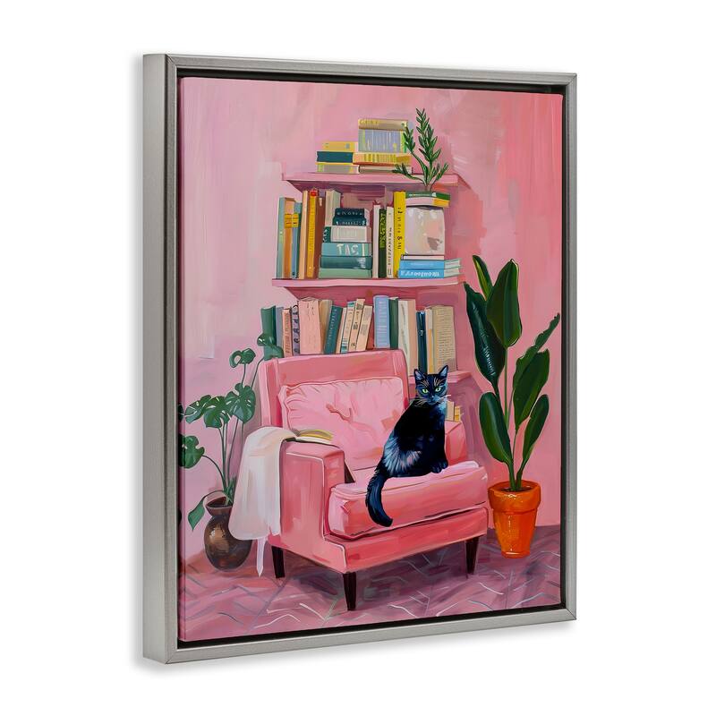 Stupell Calm & Cozy Pink Interior Framed Floater Canvas Wall Art Design By Lil' Rue