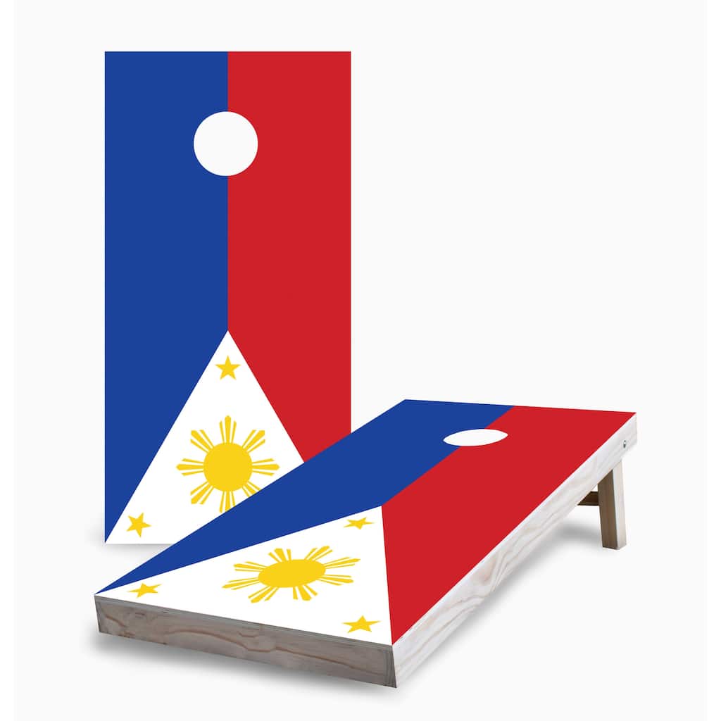 Philippine Flag Corn Hole Board Set w Case & Lights