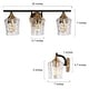 preview thumbnail 5 of 7, 3-Light Modern Bathroom Vanity Light Dimmable Black Gold Glass Wall Sconce - 20" L x 7" W x 7" H