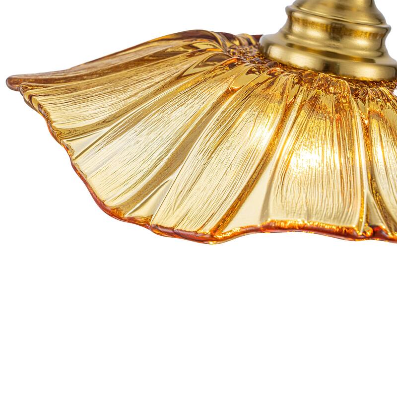 11" Flower-Shaped Red & White Gradient Glass Pendant Light Modern - Dia.11.02-in