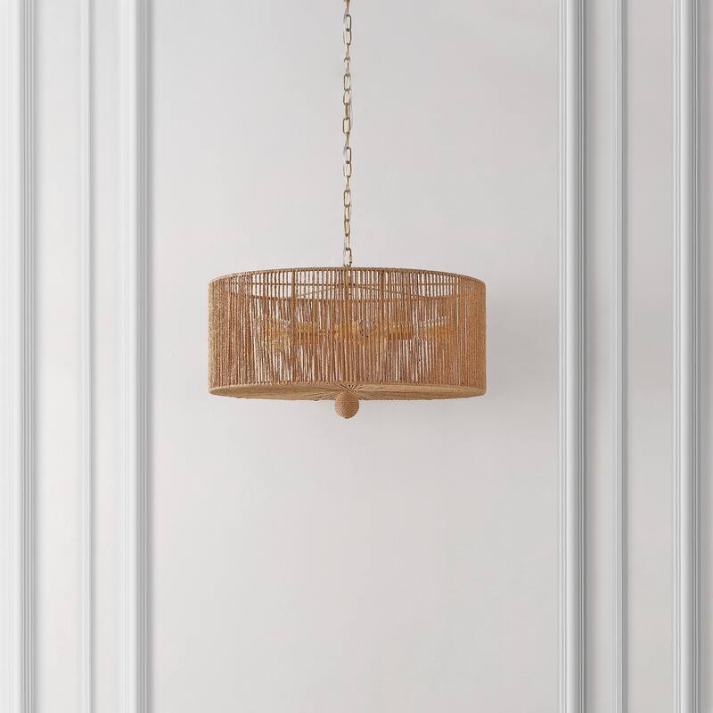 SAFAVIEH Lighting Crystele 5 Light 24" Pendant - 24" x 24" x 19-78" - withD/H - Natural/Gold - 24Wx24Dx78H