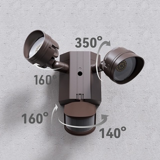 30W Dual-Head LED Security Light with GFCI Outlets, Brown