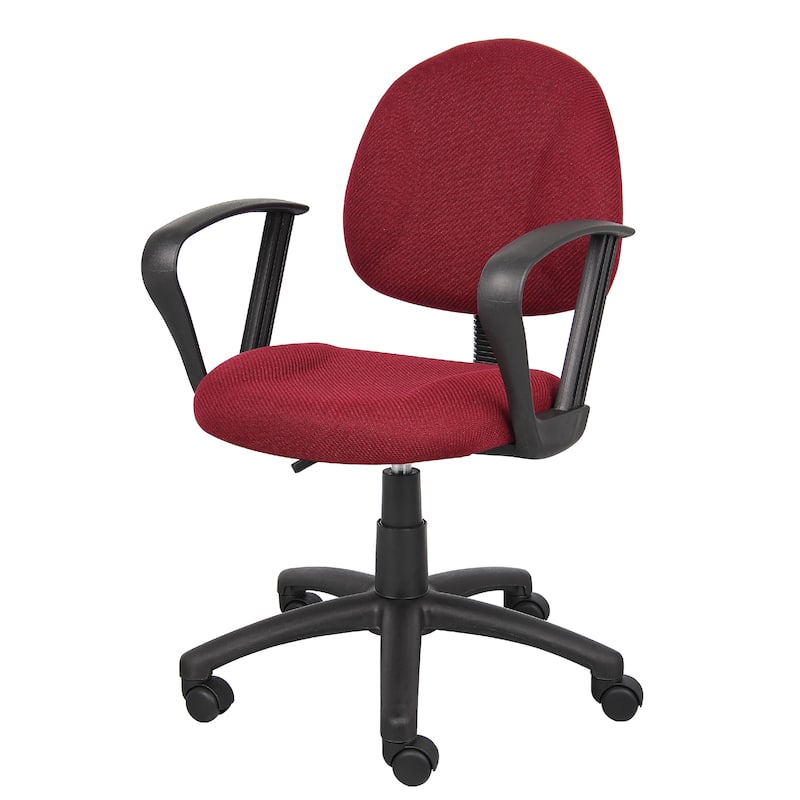Jea Swivel Posture Chair, Loop Arms, Burgundy Red Tweed, Rolling Wheels