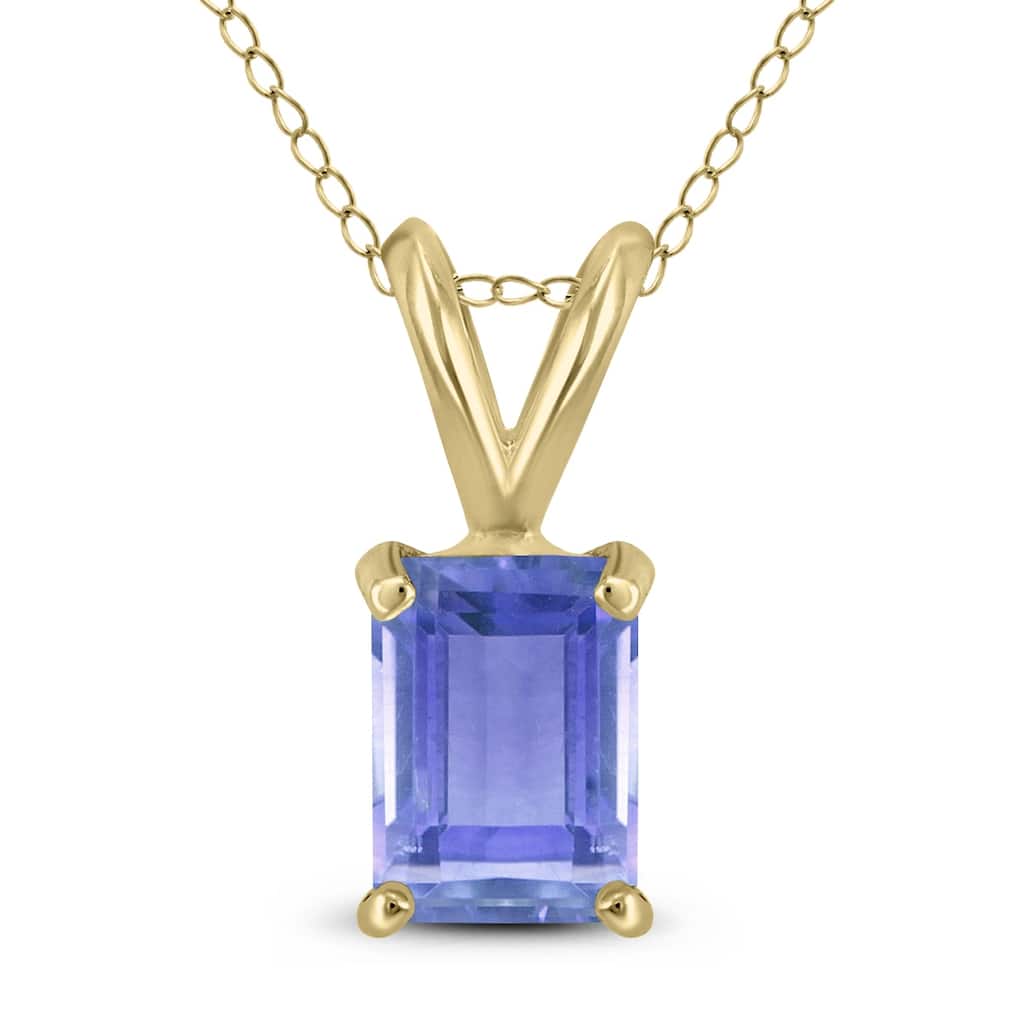 Marquee 14K Yellow Gold 6x4MM Emerald Shaped Tanzanite Pendant