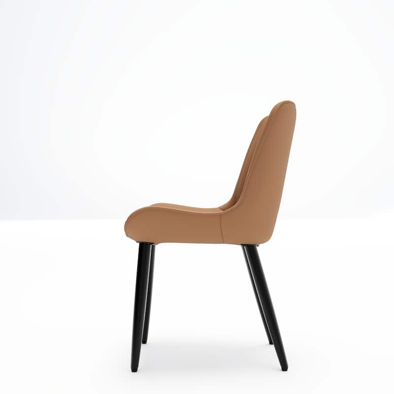 Set of 4 Modern PU Leather Dining Chairs with Thick Cushions Metal Legs, Armless Faux Leather Side Chairs for Kitchen