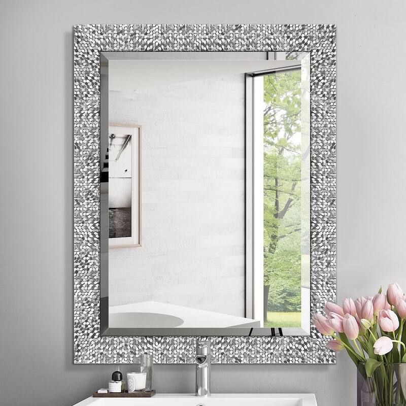 Mirror Trend Sparkling Mosaic Framed Accent Mirror - 24*32*0.75 - Silver