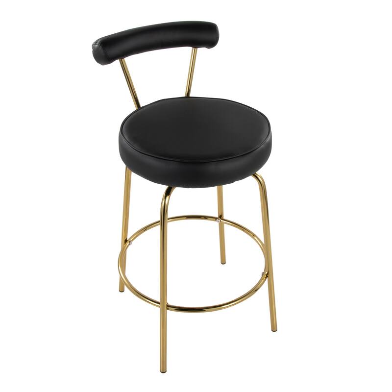 Silver Orchid Caines 26" Fixed-Height Gold Counter Stool (Set of 2)