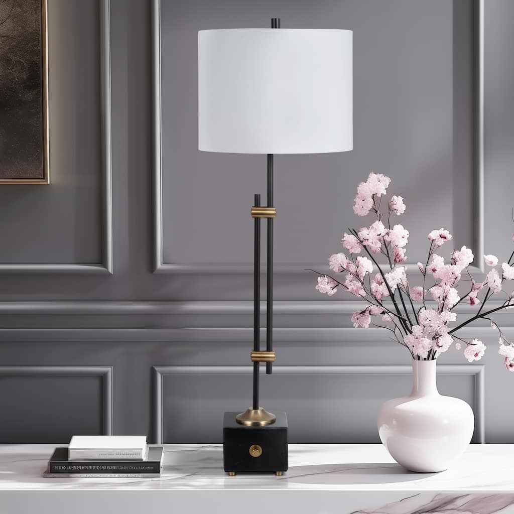 Sagebrook Home 36" Hilliard Marble Buffet Table Lamp, Gold/Black, 36"H - 12" x 12" x 36"