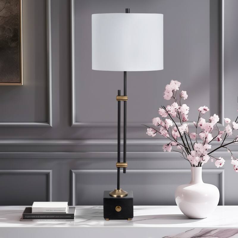 Sagebrook Home 36" Hilliard Marble Buffet Table Lamp, Gold/Black, 36"H - 12" x 12" x 36" - 12" x 12" x 36" - Multi