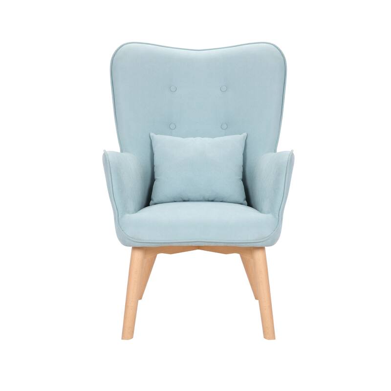 Porthos Home Panya Fabric Accent Chair with Pillow, Rubberwood Legs