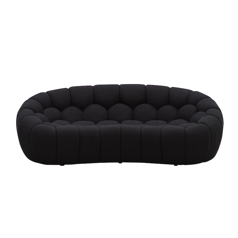 Divani Casa Yolonda Modern Curved Black Fabric Loveseat