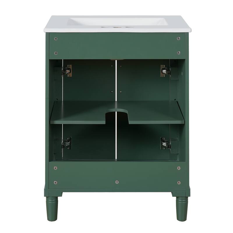 24'' Freestanding Bathroom Vanity with White Integrated Ceramic Sink - 24'' x 18.18'' x 34.95''