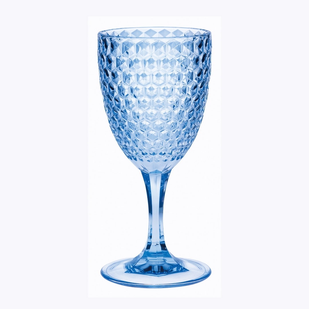 15 Oz Hobnail Wine Glasses-Machine Press Solid Color Stem Wine