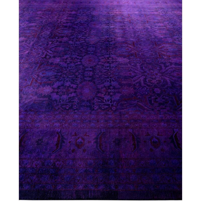 Overdyed One-of-a-Kind Hand-Knotted Area Rug - Purple - 12' 3" x 15' 4"