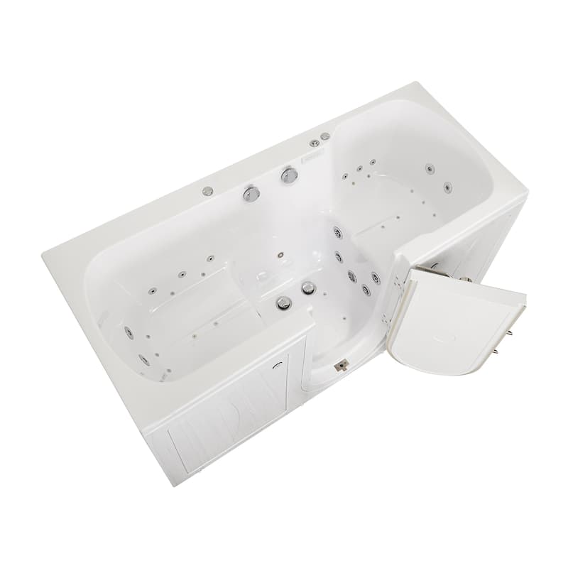Ella Big4Two 36"x80" Hydro&Air&Foot Massage Acrylic Two Seat Walk-In-Bathtub, Outward swing Door, No Faucet, 2" Dual Drain
