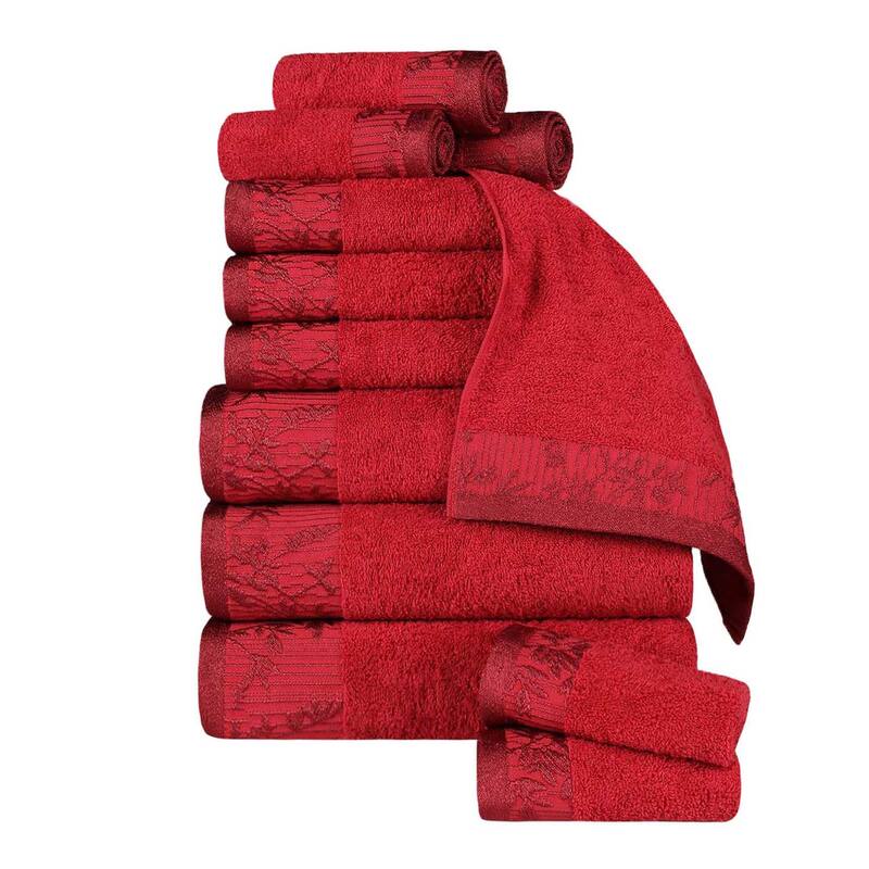Superior Wisteria Cotton Floral Jacquard 12 Piece Bathroom Towel Set