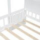 preview thumbnail 15 of 18, Versatility Twin Size House Bed with Upholstered Sofa, Wood Guardrail Bed with Shelves and Two Drawers, Charging Station Design