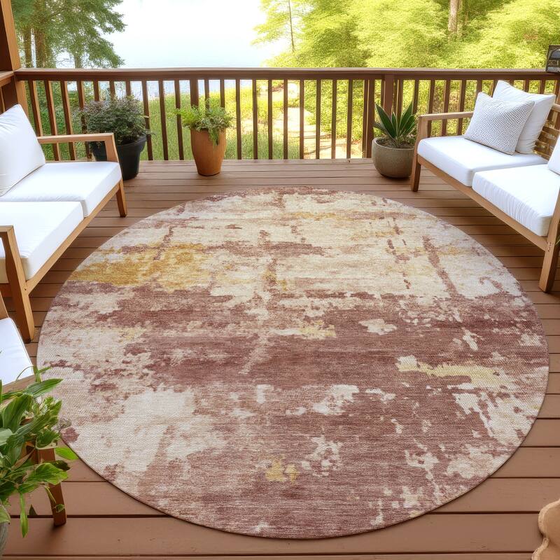 Machine Washable Indoor/ Outdoor Crouppen Modern Chantille Rug - Paprika - 8' x 8'