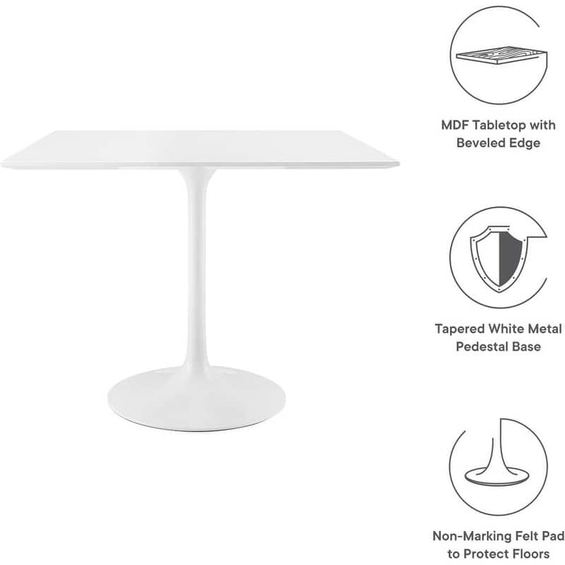 31.5" Modern Kitchen Dining Table for 2-4 Persons, Square Dinner Table, Leisure Table with Metal Pedestal Base