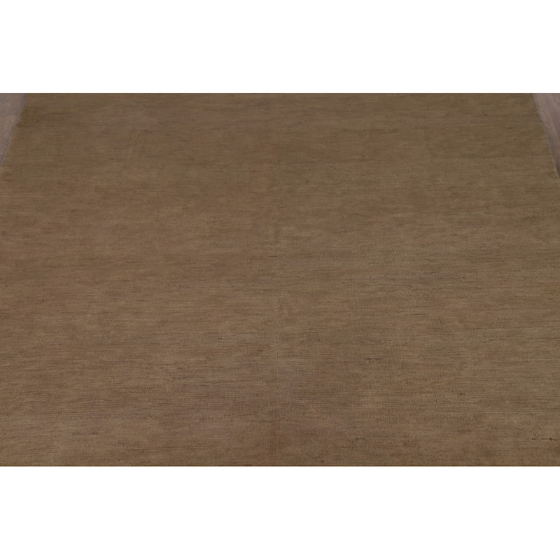 Brown Solid Gabbeh Oriental Area Rug Handmade Wool Carpet - 6'9" x 10'0"