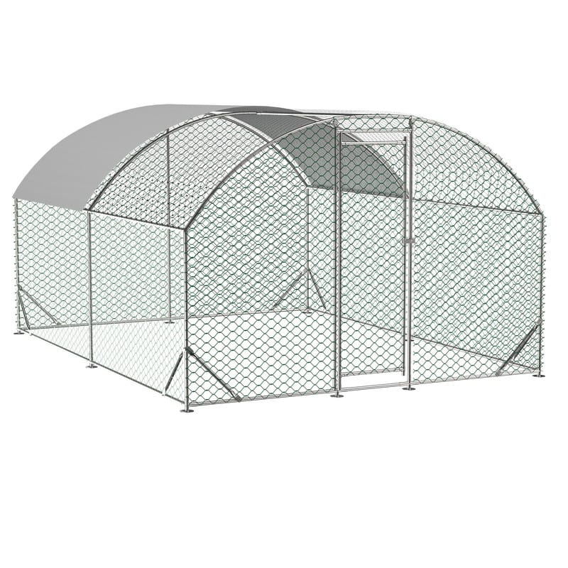 Large Walk-In Metal Chicken Coop – Dome-Shaped Poultry Run with Waterproof & UV-Resistant Cover, Heavy-Duty 1" Tube Frame .