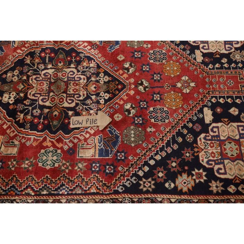 Vegetable Dye Shiraz Kashkoli Persian Vintage Rug Handmade Wool Carpet - 5'2"x 7'9"