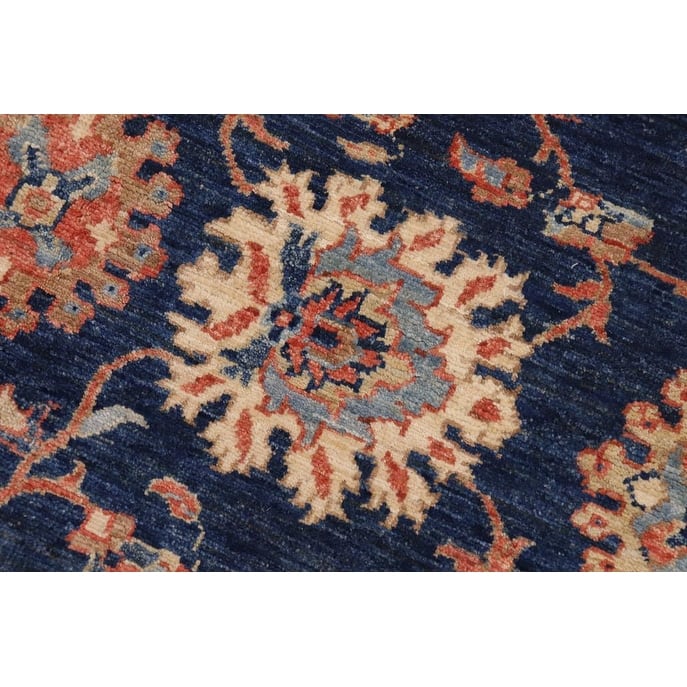 Oriental Ziegler Leone Blue Rust Hand-knotted Wool Rug - 7'8" x 10'3"