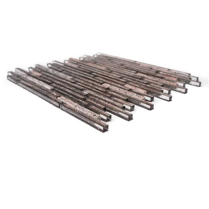 The Tile Life Cosmos Sleek 1x3 Brown Polished Glass Mosaic Tile for Backsplash & Wall