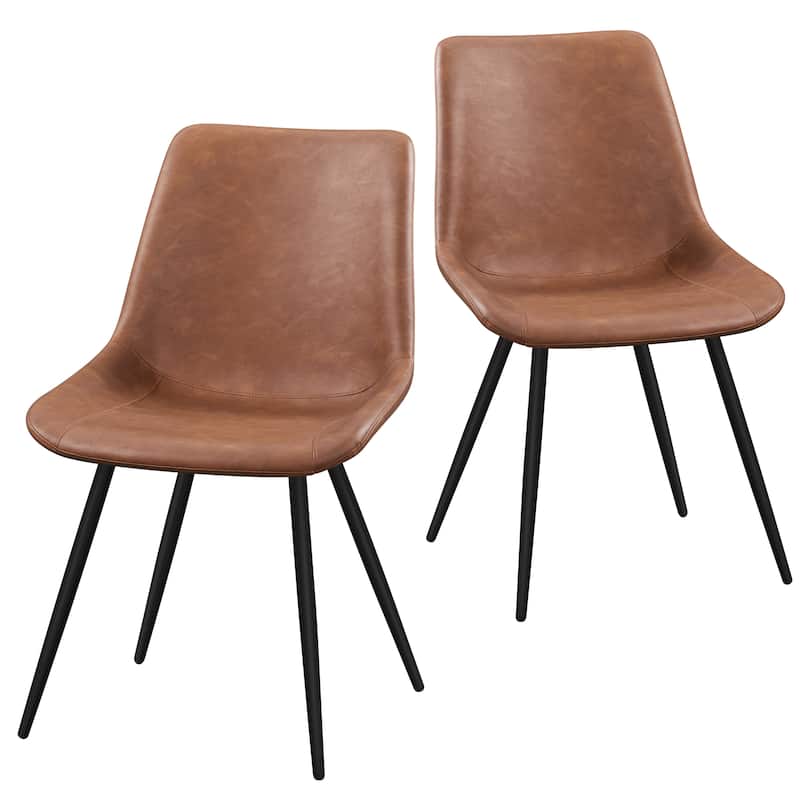 Yaheetech 2PCS Faux Leather Dining Chairs with Metal Legs for Kitchen Dining Room