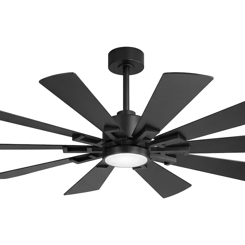 62/72-Inch Reversible 10-Blade Large Ceiling Fan with Light and Remote