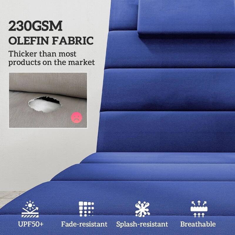 80" x 26" Foldable Lounge Chair Cushions Set of 2, Outdoor UPF50