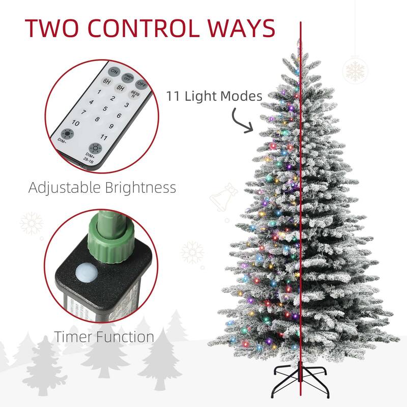 7.5ft Artificial Pre-Lit Christmas Pine Tree with 500 LED Lights and Remote Control for Indoor Holiday Decor